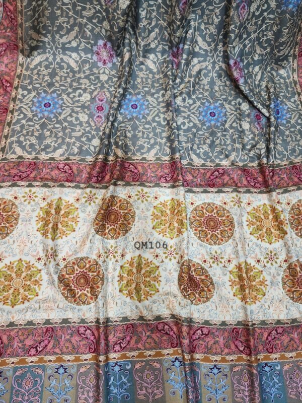 Qalamkar Shawl on Toosh Base | Made in Kashmir Multicolor Floral Design New Arrival Unique Gift 90*45 - Image 7