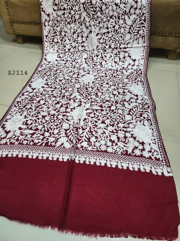 Pashmina Stole Full Embroidery Kashmiri Work in Sale Price perfect Gift 80x28 inches - Image 3