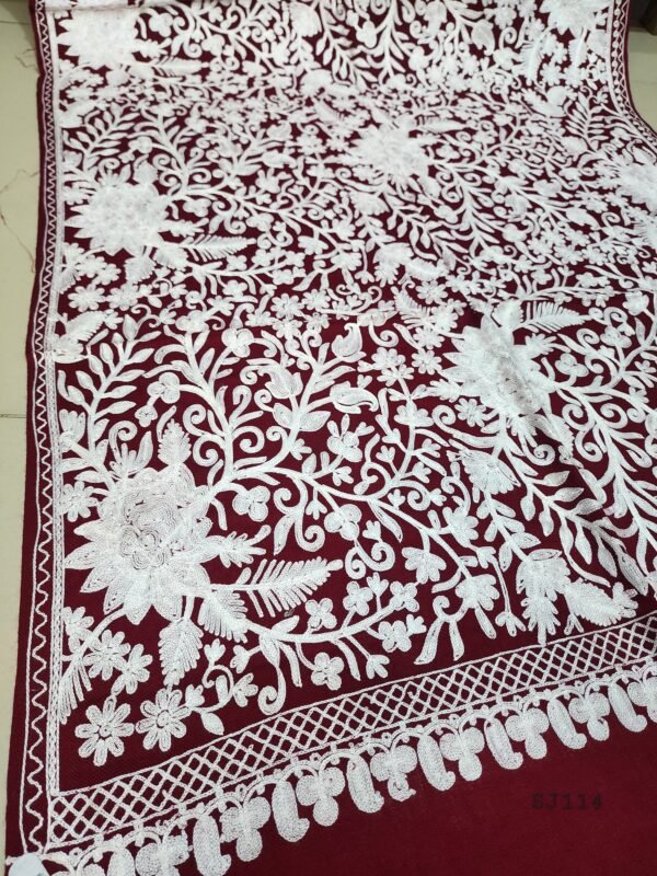 Pashmina Stole Full Embroidery Kashmiri Work in Sale Price perfect Gift 80x28 inches - Image 2