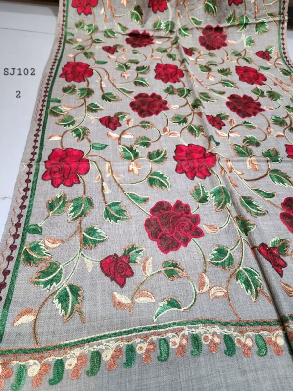 Pashmina Stole Full Embroidery Kashmiri Work in Sale Price perfect Gift 80x28 inches - Image 2