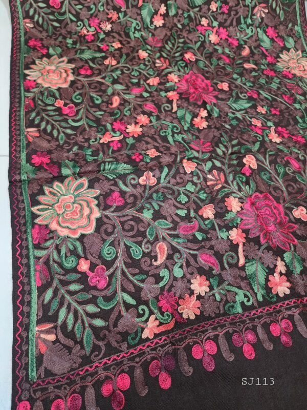 Pashmina Stole Full Embroidery Kashmiri Work in Sale Price perfect Gift 80x28 inches - Image 2