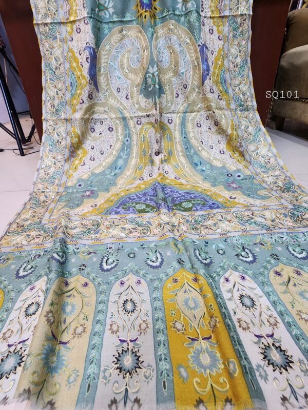 Qalamkar Stole | Toosh Pashmina Made in Kashmir Kalamkar Stole Perfect Gift 80*28 - Image 3