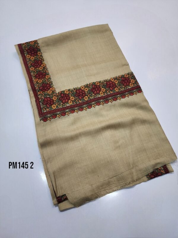Border Pashmina Shawl | Beautiful Papermache Embroidery 4 Side Border - Image 2