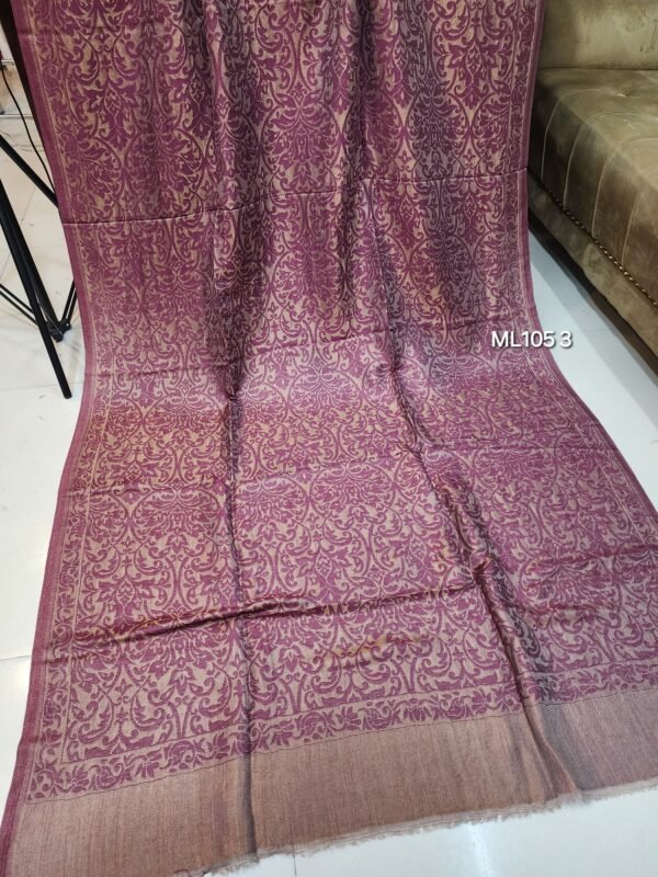 Moonlight Self Toosh Shawl Made in Kashmir Golden Moonlight Perfect Gift For Winters | Magenta - Image 3