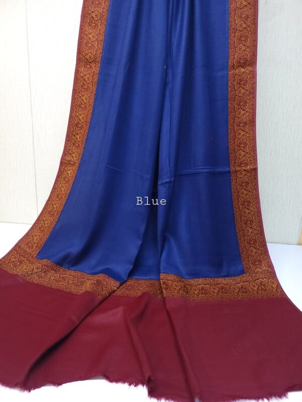 Kani Border Pashmina Shawl | Perfect Gift Item in Sale Price | Blue - Image 2