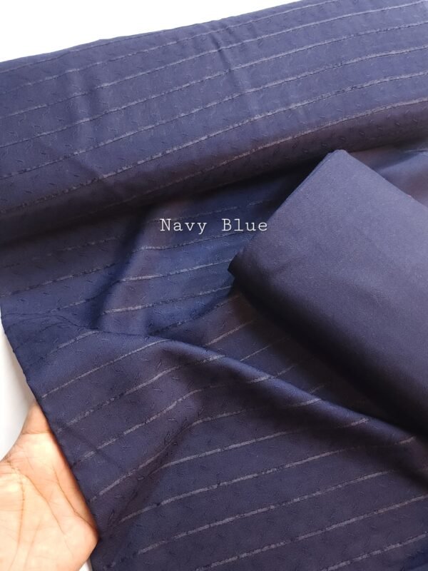 Self Design and Velvet Lining Suit Marina Suit 2 Pc | Perfect Winter Fabric 6 Yards | Navy Blue - Image 4