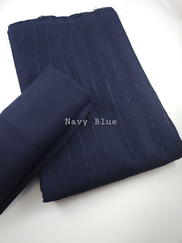 Self Design and Velvet Lining Suit Marina Suit 2 Pc | Perfect Winter Fabric 6 Yards | Navy Blue