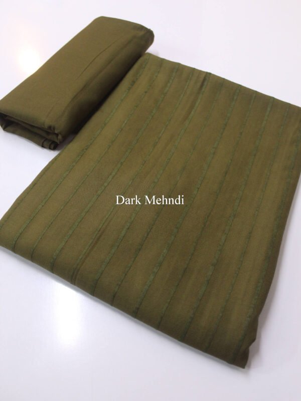 Velvet Lining Suit Marina Wool | Perfect Winter Fabric 6 Yards | Dark Mehndi