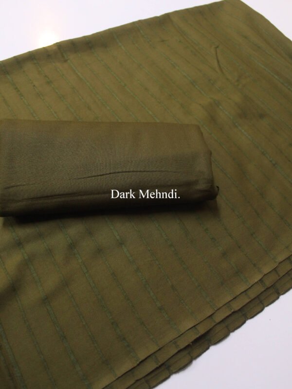 Velvet Lining Suit Marina Wool | Perfect Winter Fabric 6 Yards | Dark Mehndi - Image 2