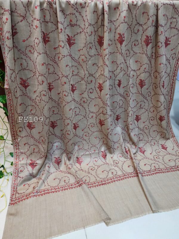 Pashmina Handmade Full Embroidered Shawl Beautiful New Design 2024 Collection Made in Kashmir - Image 8