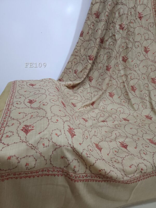 Pashmina Handmade Full Embroidered Shawl Beautiful New Design 2024 Collection Made in Kashmir - Image 5