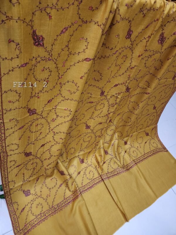 Pashmina Handmade Full Embroidered Shawl Beautiful New Design 2024 Collection Made in Kashmir - Image 5