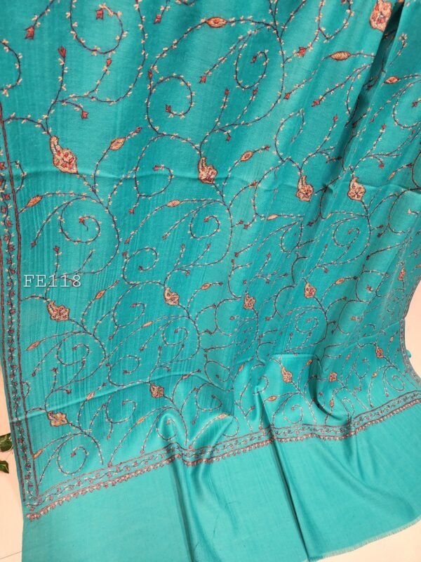 Pashmina Handmade Full Embroidered Shawl Beautiful New Design 2024 Collection Made in Kashmir - Image 7