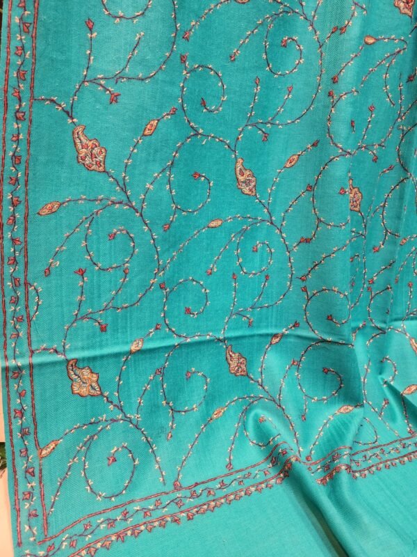 Pashmina Handmade Full Embroidered Shawl Beautiful New Design 2024 Collection Made in Kashmir - Image 6