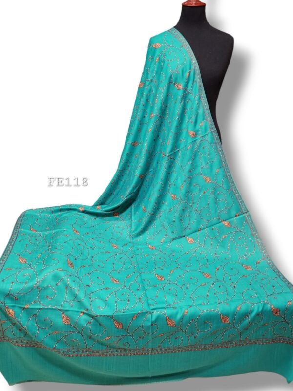 Pashmina Handmade Full Embroidered Shawl Beautiful New Design 2024 Collection Made in Kashmir - Image 4