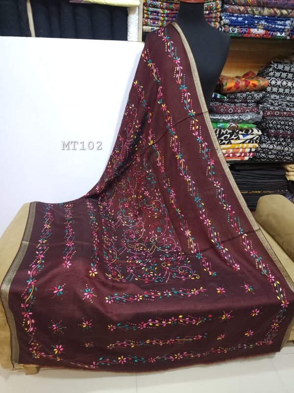 Handmade Pashmina Shawl | Special Hand Embroidery Tarkashi 90x45 inches Perfect Gift and Rare Find - Image 3