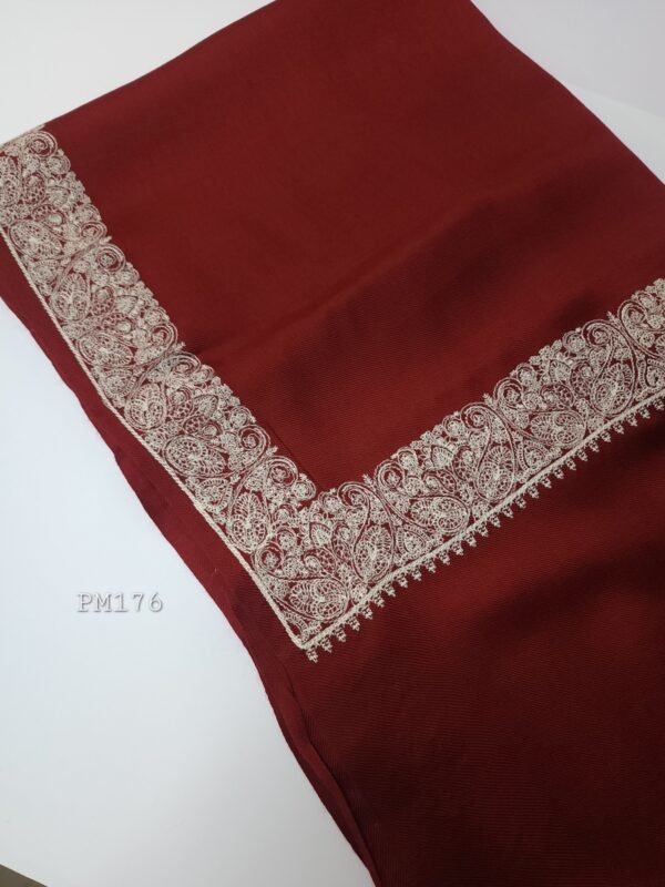 Pashmina Shawl Single Color 4 Side Border Embroidery