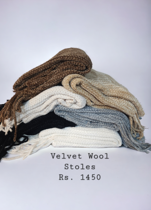 Plain Stole | Velvet Wool Plain Stole New Arrival Sale Price and Perfect Gift For Winters | White - Image 2