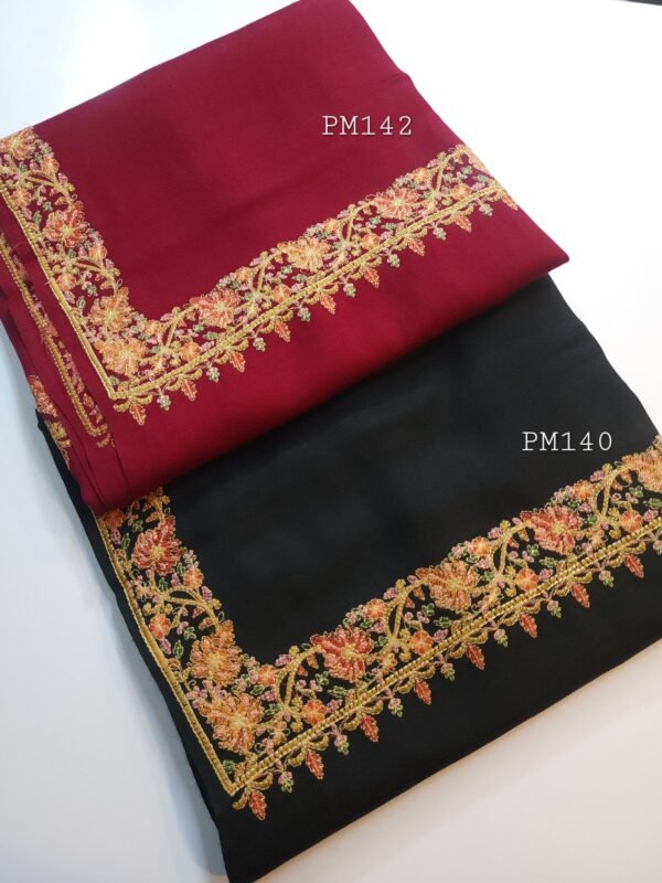 Pashmina Border Embroidered Shawl | Papermache Border Perfect Gift 90x45 inches PM142 - Image 4