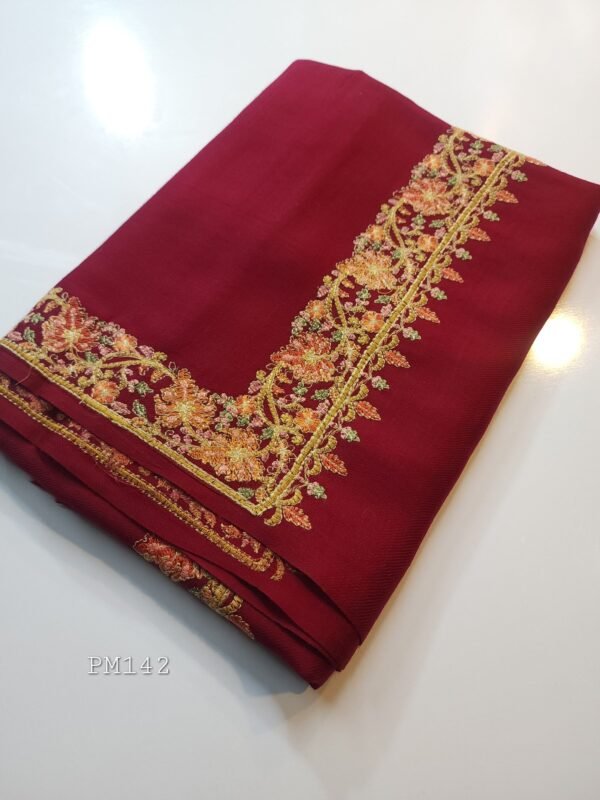 Pashmina Border Embroidered Shawl | Papermache Border Perfect Gift 90x45 inches PM142 - Image 2