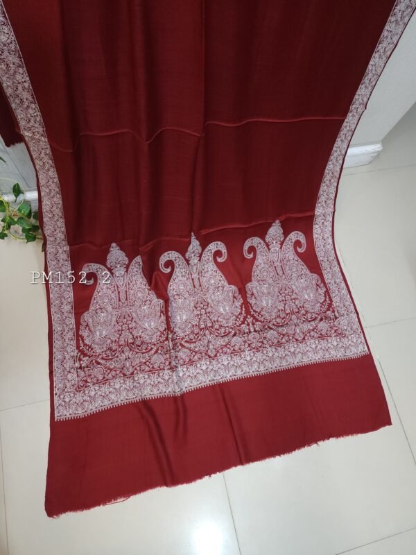 Pashmina Shawl | Papermache Border and Palla Embroidery 2024 Design - Image 3