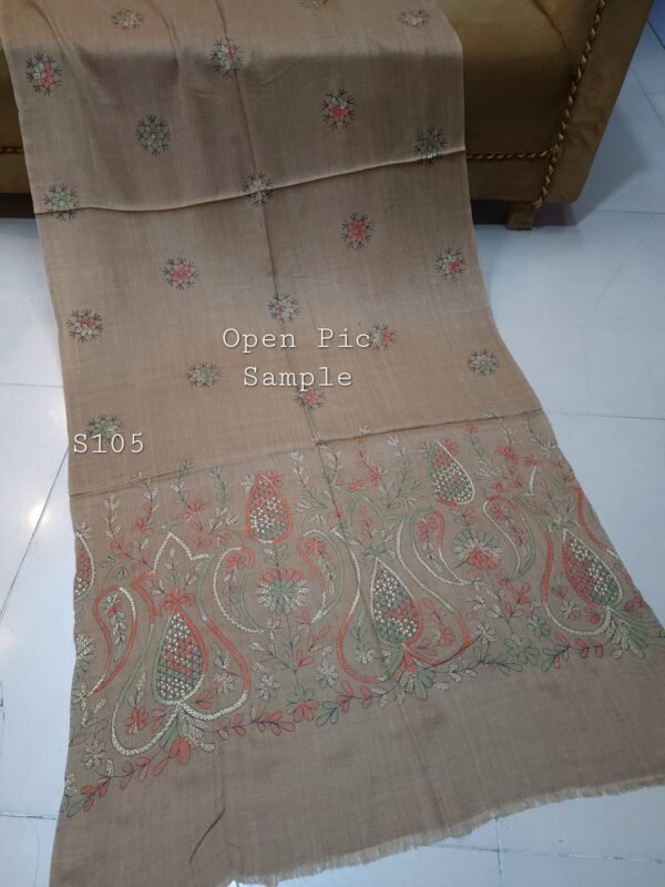 Pashmina Stole | Hand Embroidery on Fine Pashmina Perfect Gift Made in Pakistan - Image 2