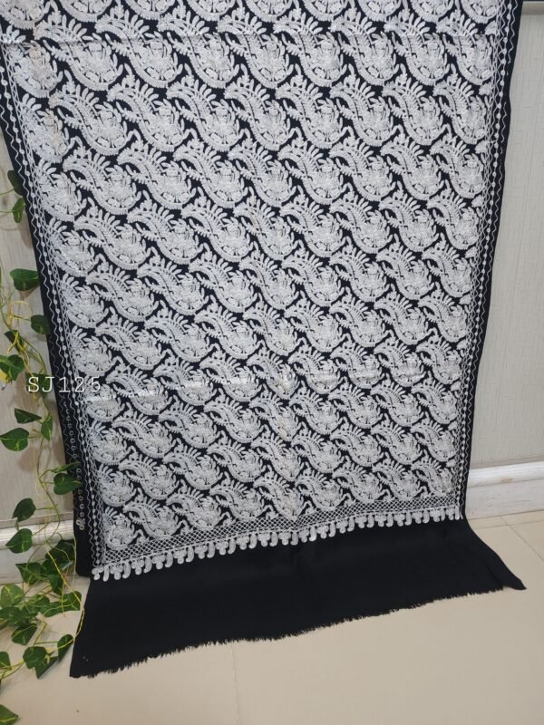 Pashmina Stole Full Embroidery Kashmiri Work in Sale Price perfect Gift 80x28 inches - Image 4