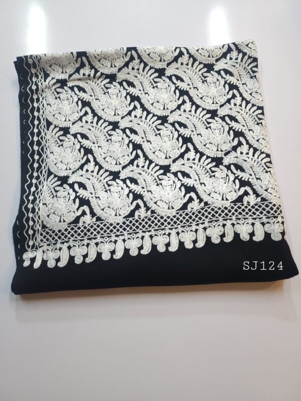 Pashmina Stole Full Embroidery Kashmiri Work in Sale Price perfect Gift 80x28 inches - Image 3