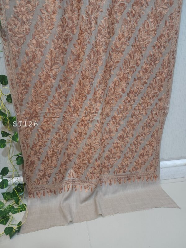 Pashmina Stole Full Embroidery Kashmiri Work in Sale Price perfect Gift 80x28 inches - Image 4