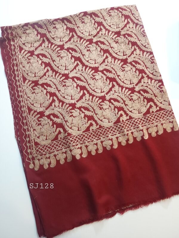 Pashmina Stole Full Embroidery Kashmiri Work in Sale Price perfect Gift 80x28 inches - Image 2