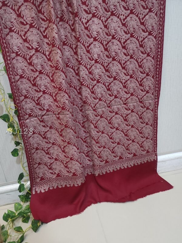 Pashmina Stole Full Embroidery Kashmiri Work in Sale Price perfect Gift 80x28 inches - Image 3