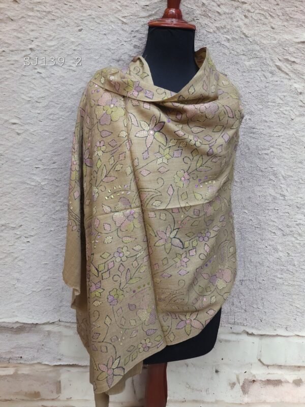 Pashmina Stole | Hand Embroidery Full Embroidery on Fine Pashmina Perfect Gift Made in Pakistan - Image 2