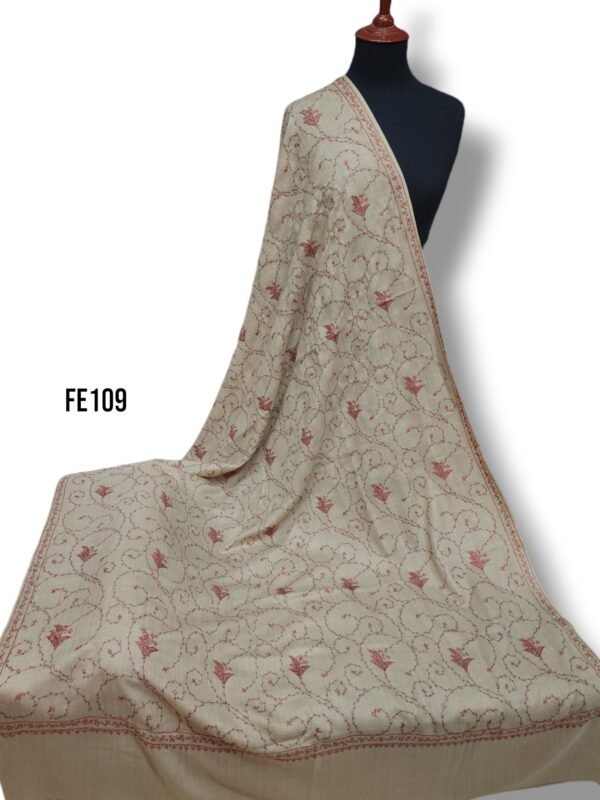 Pashmina Handmade Full Embroidered Shawl Beautiful New Design 2024 Collection Made in Kashmir - Image 9