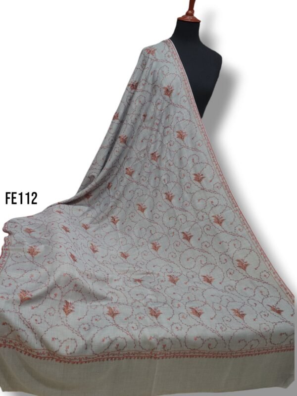 Pashmina Handmade Full Embroidered Shawl Beautiful New Design 2024 Collection Made in Kashmir - Image 6