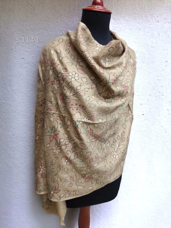 Pashmina Stole | Hand Embroidery Full Embroidery on Fine Pashmina Perfect Gift Made in Pakistan - Image 2