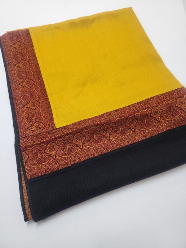 Kani Border Pashmina Shawl | Perfect Gift Item in Sale Price | Yellow - Image 2