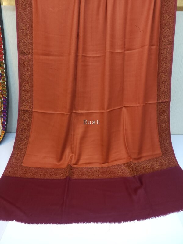 Kani Border Pashmina Shawl | Perfect Gift Item in Sale Price | Rust - Image 2