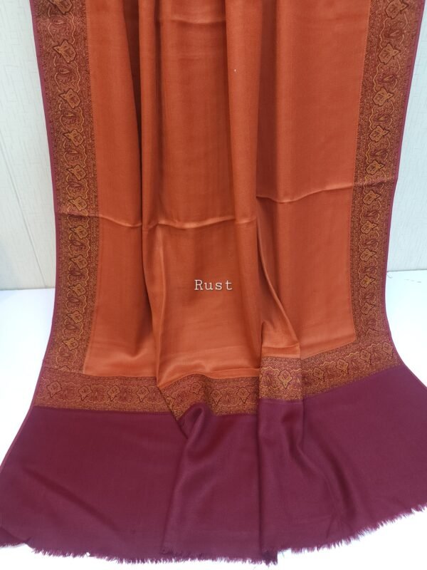 Kani Border Pashmina Shawl | Perfect Gift Item in Sale Price | Rust