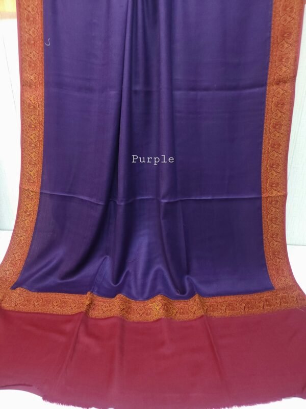 Kani Border Pashmina Shawl | Perfect Gift Item in Sale Price | Purple - Image 2