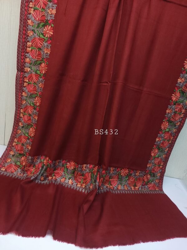 Kashmiri Shawl | Fine Pashmina Aari 4 Side Border Shawl Gift Item - Image 2