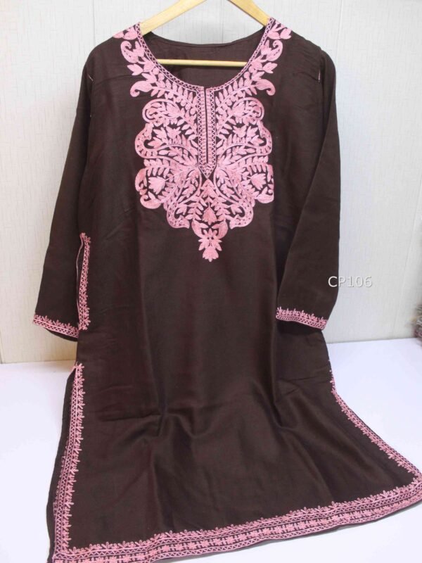 Pheran Kashmiri Embroidered On Pashmina Fabric