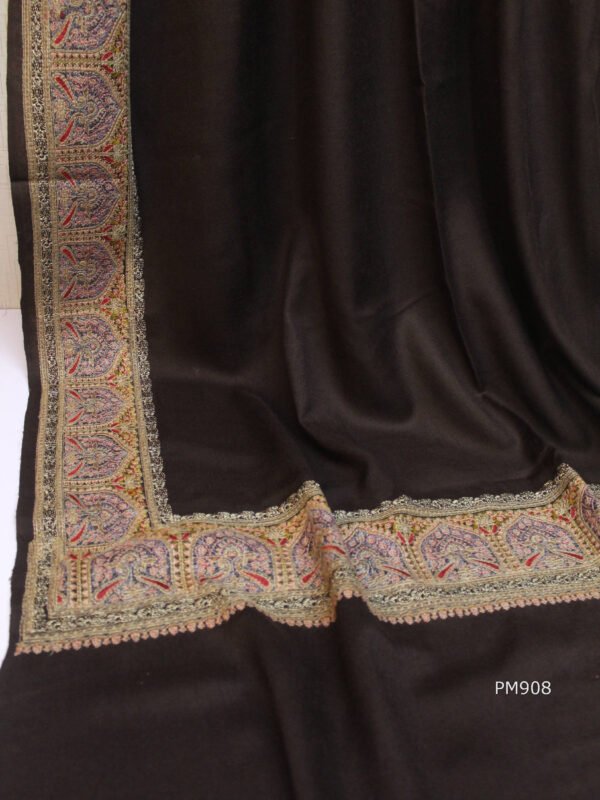 Pashmina Shawl | Papermache Border with Tilla Embroidery Fancy Shawl Perfect Gift 2024 Design - Image 5