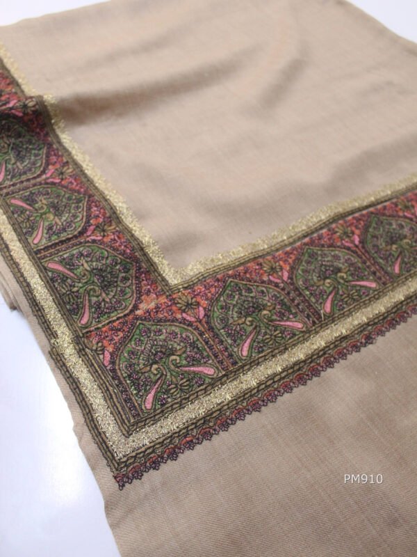 Pashmina Shawl | Papermache Border with Tilla Embroidery Fancy Shawl Perfect Gift 2024 Design - Image 3