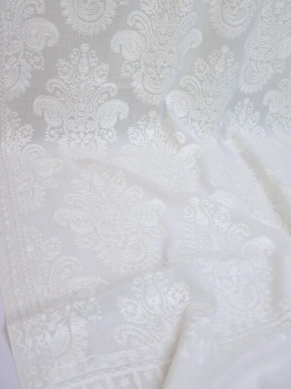 Pashmina Embroidered Shawl | Kashmiri Aar Work Embroidery Perfect Gift in Sale Price White - Image 5