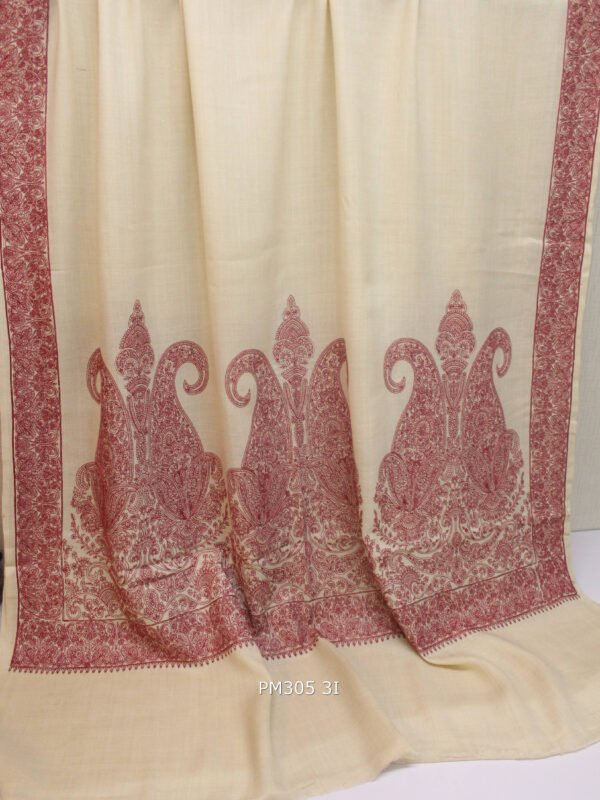 Pashmina Shawl | Papermache Border and Palla Embroidery 2024 Design - Image 2