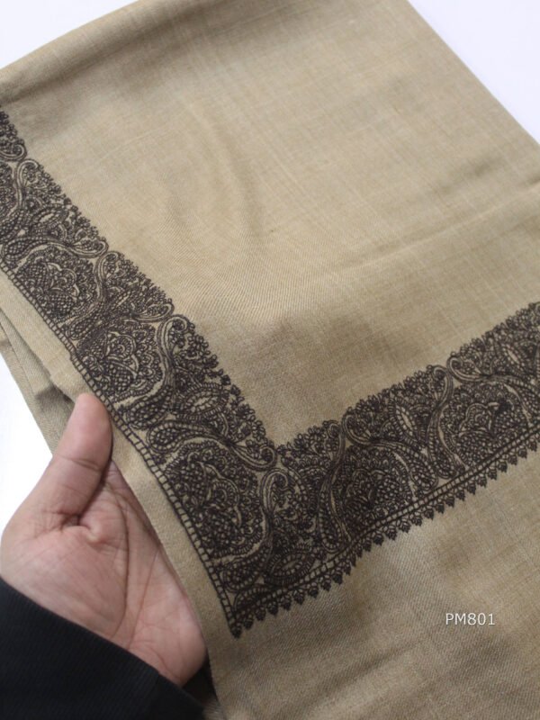 Pashmina Shawl Single Color 4 Side Border Embroidery