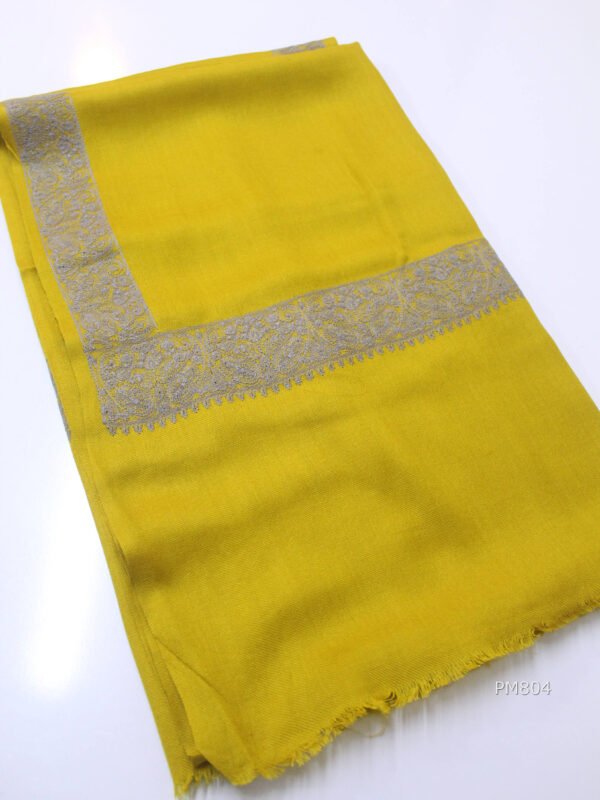 Pashmina Shawl Single Color 4 Side Border Embroidery - Image 2