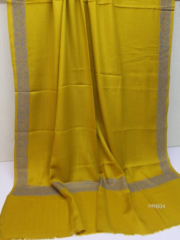 Pashmina Shawl Single Color 4 Side Border Embroidery - Image 3