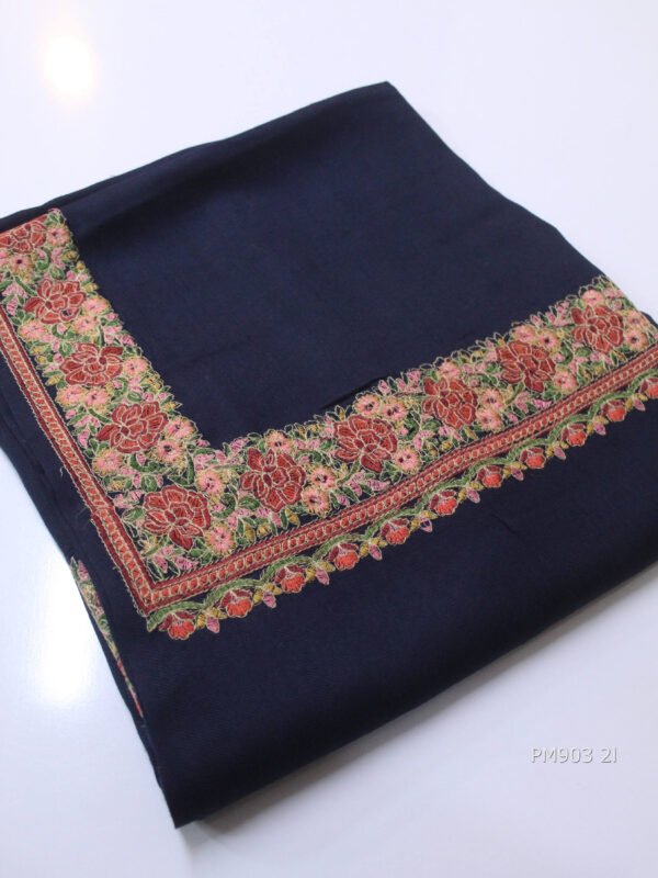 Border Pashmina Shawl | Beautiful Papermache Embroidery 4 Side Border - Image 2