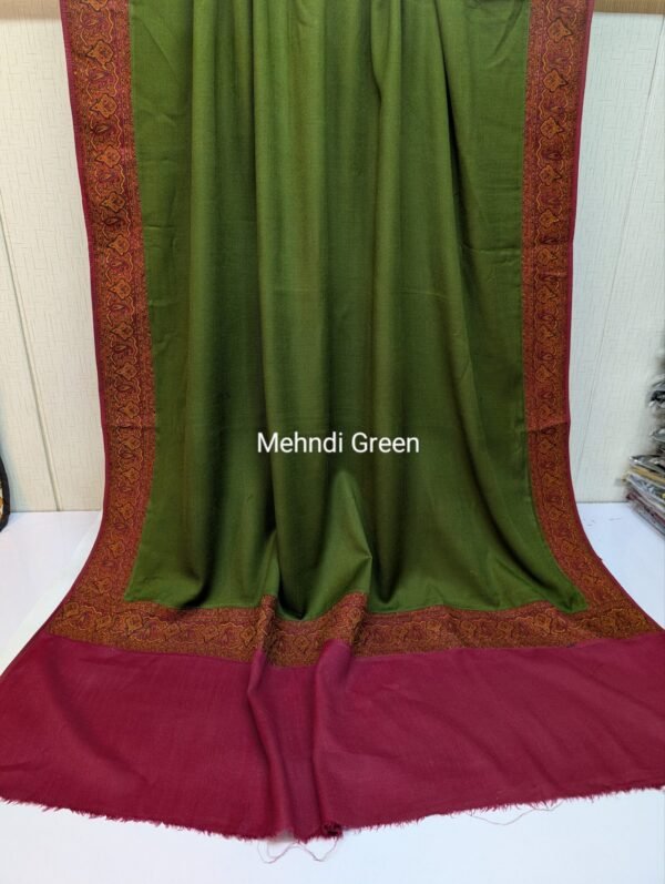 Kani Border Pashmina Shawl | Perfect Gift Item in Sale Price | Mehndi Green